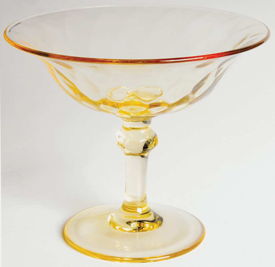 Yeoman Yellow Sahara (Stem 1184, Optic) Round Compote (Height X Width) by Heisey-1