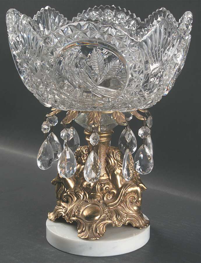 The Byrdes Collection Round Bowl with Metal Base and Prisms by Hofbauer-1