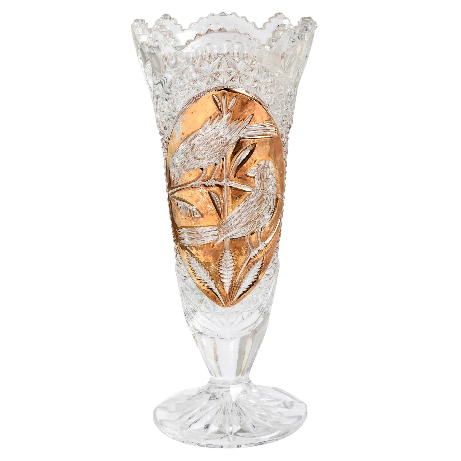 Byrdes Collection Gold Accent 10" Footed Vase by Hofbauer-1
