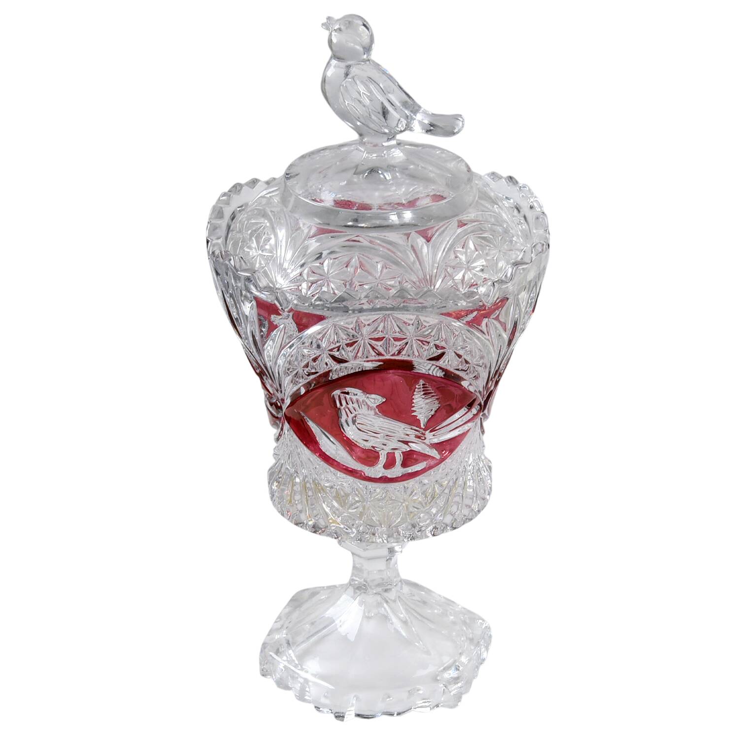 Byrdes Collection, The Ruby Footed Candy Dish & Lid by Hofbauer-1
