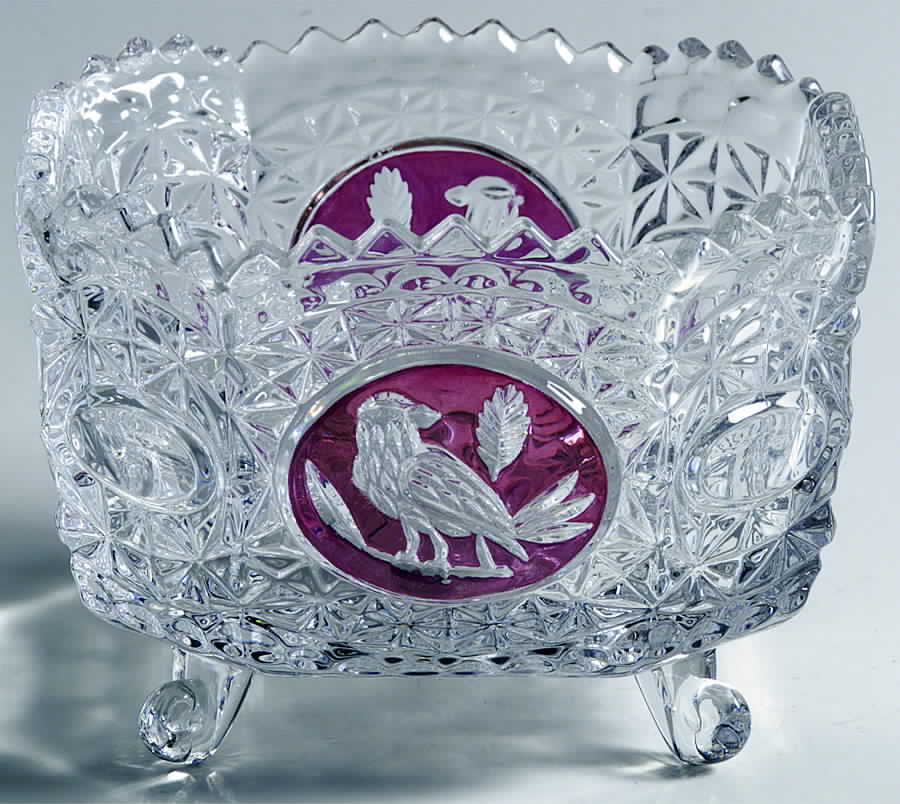 Byrdes Collection, The Ruby Footed Square Bowl by Hofbauer-1