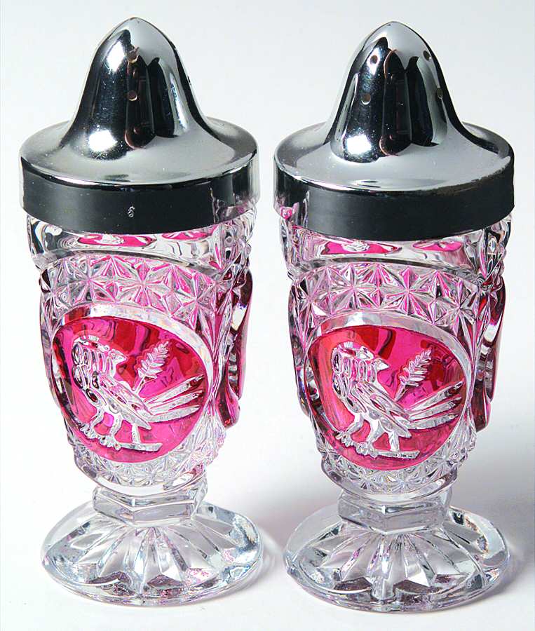 Byrdes Collection, The Ruby Footed Shaker Set & Metal Lids by Hofbauer-1