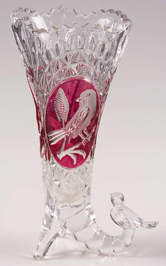 Byrdes Collection, The Ruby 8" Cornucopia Vase by Hofbauer-1