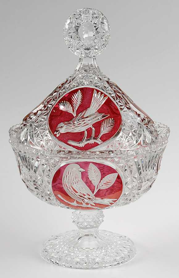 Byrdes Collection, The Ruby 11" Footed Candy Dish No Lid by Hofbauer-1
