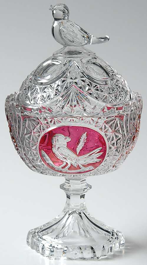 Byrdes Collection, The Ruby Footed Candy Box with Lid by Hofbauer-1