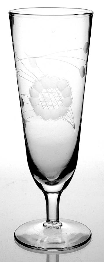 Cornflower (Smooth Stem, Non Optic) Pilsner Glass by W J Hughes-1