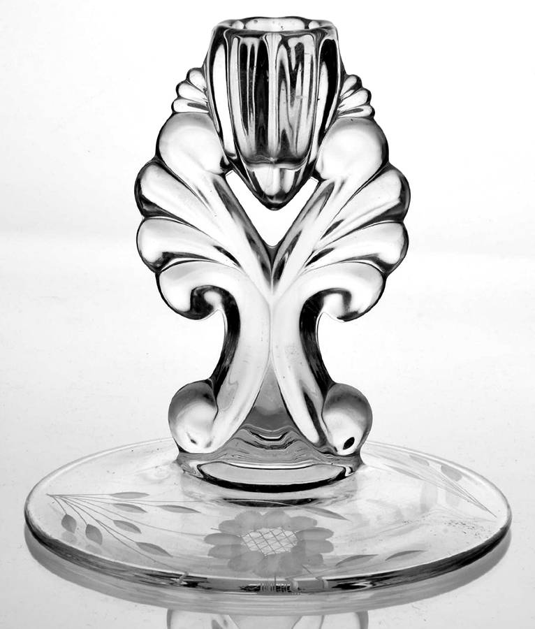 Cornflower (Smooth Stem, Non Optic) 5" Single Light Candlestick by W J Hughes-1