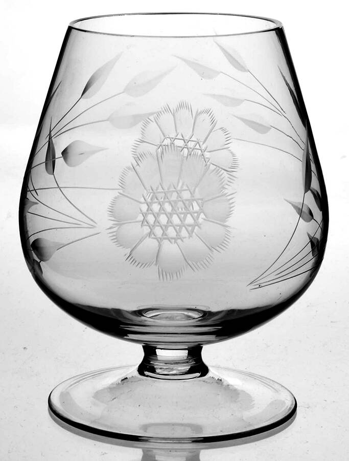 Cornflower (Smooth Stem, Non Optic) Brandy Glass by W J Hughes-1