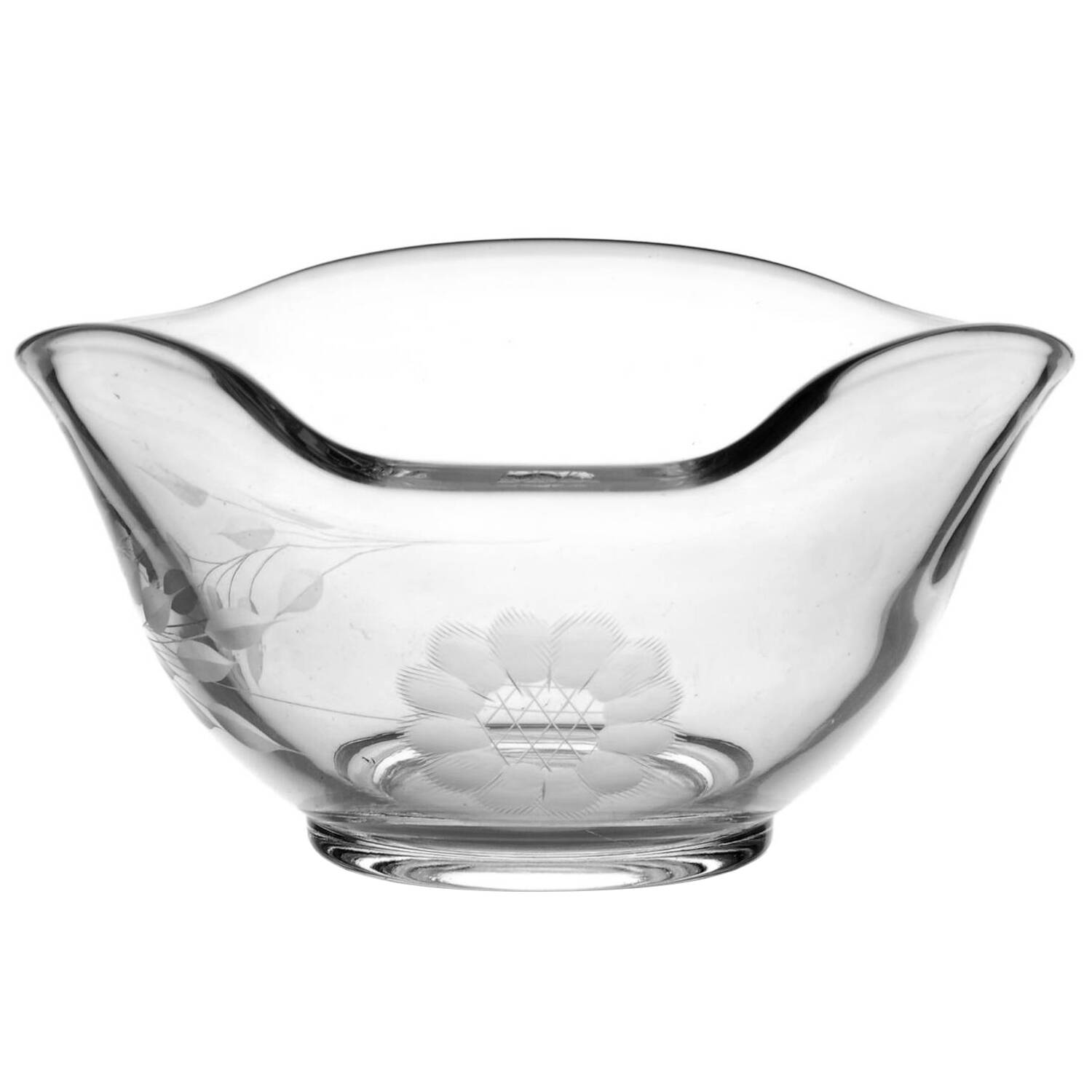Cornflower (Smooth Stem, Non Optic) 5" Triangular Bowl by W J Hughes-1