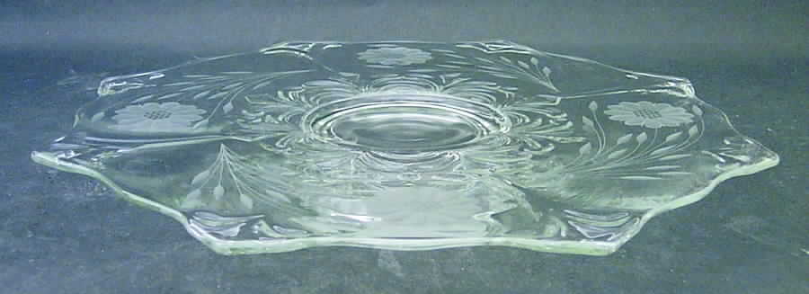 Cornflower (Smooth Stem, Non Optic) Footed Cake Plate by W J Hughes-1