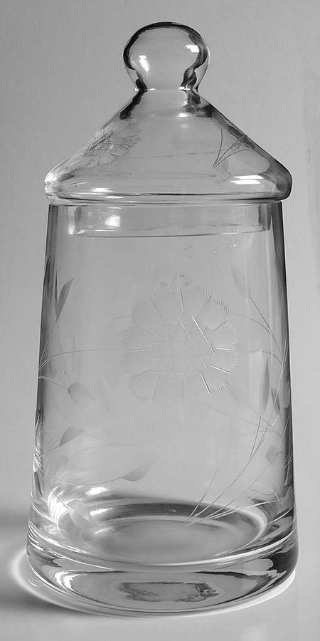 Cornflower (Smooth Stem, Non Optic) Candy Dish & Lid by W J Hughes-1