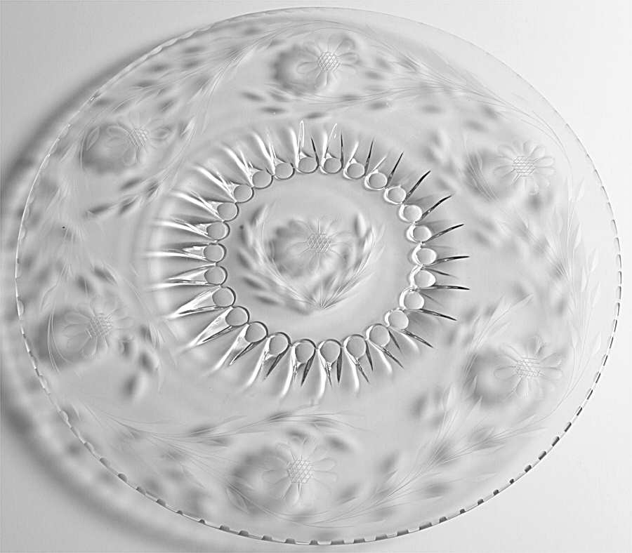 Cornflower (Smooth Stem, Non Optic) Torte Plate by W J Hughes-1