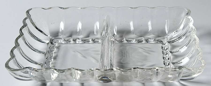 Cornflower (Smooth Stem, Non Optic) 6" Rectangular 2 Part Relish by W J Hughes-1