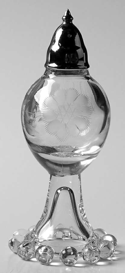 Cornflower (Smooth Stem, Non Optic) Footed Shaker & Metal Lid by W J Hughes-1