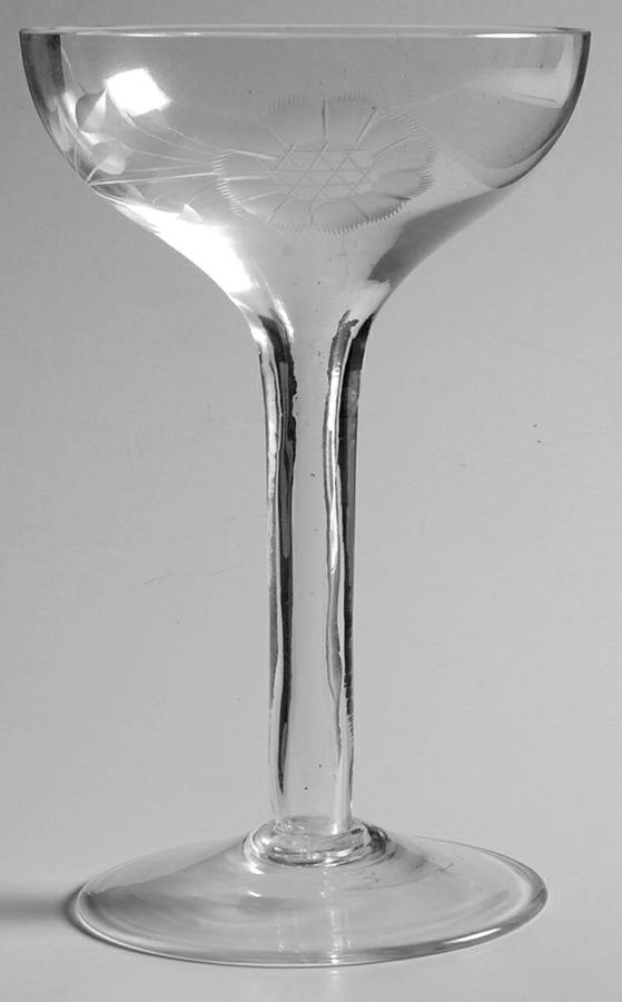 Cornflower (Smooth Stem, Non Optic) Tall Hollow Stem Champagne by W J Hughes-1