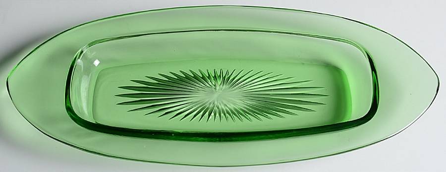 Yeoman Green (Stem 1184, Optic) 13" Oblong Relish by Heisey-1
