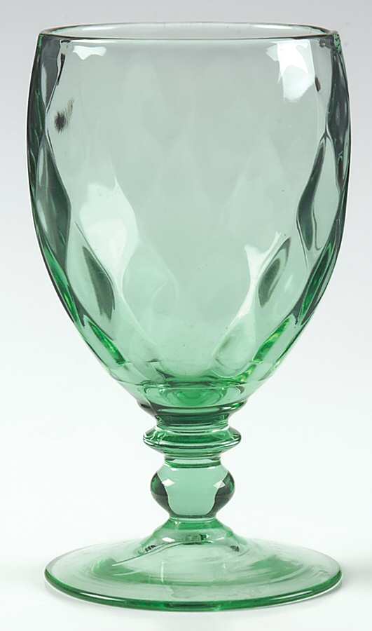 Yeoman Green (Stem 1184, Optic) Water Goblet by Heisey-1