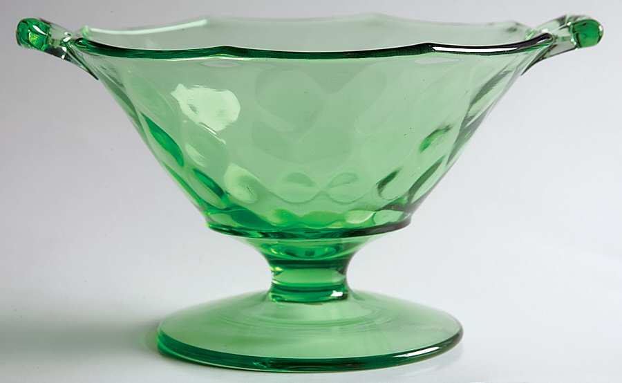 Yeoman Green (Stem 1184, Optic) Footed Mayonnaise Bowl by Heisey-1