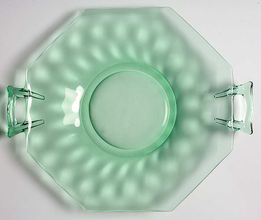 Yeoman Green (Stem 1184, Optic) 6" Cheese Dish by Heisey-1