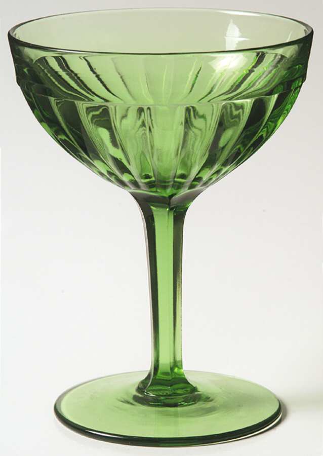 Coarse Rib Green (Moongleam) Champagne/Tall Sherbet by Heisey-1