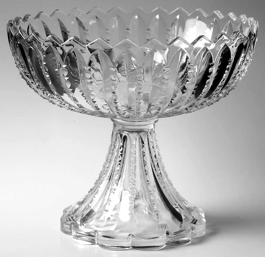 Groove and Slash Clear Round Compote (Height X Width) by Heisey-1