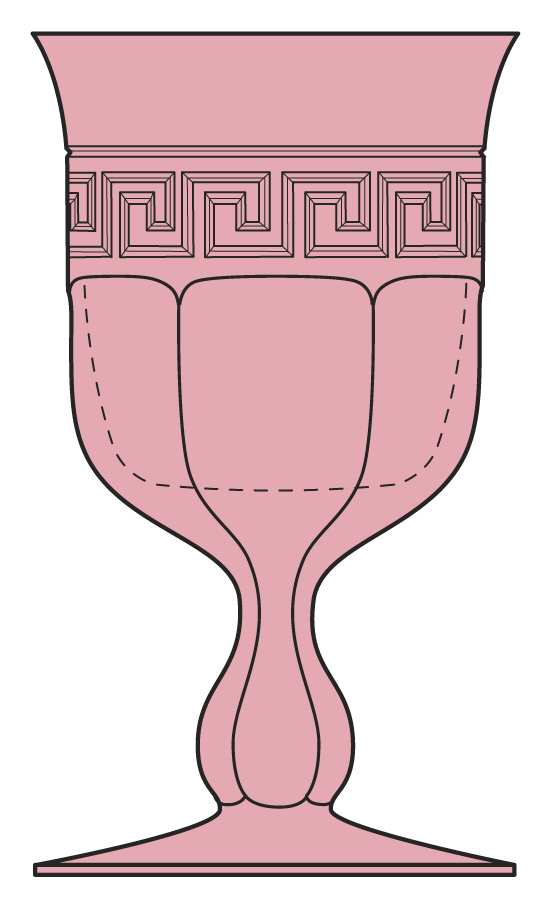 Greek Key Pink (Flamingo) Water Goblet by Heisey-1