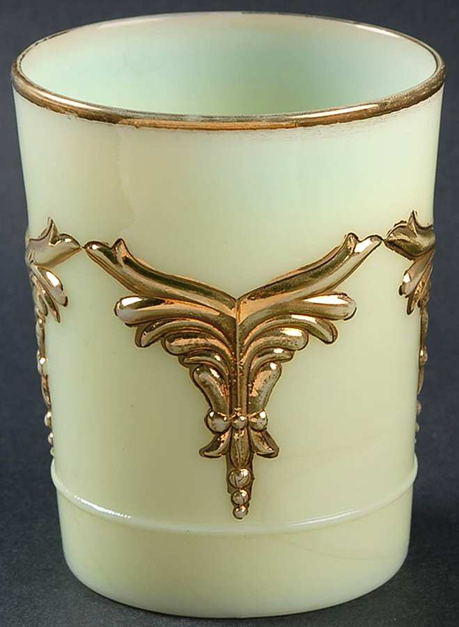 Winged Scroll Custard (Gold Accents) 9 Oz Flat Tumbler by Heisey-1