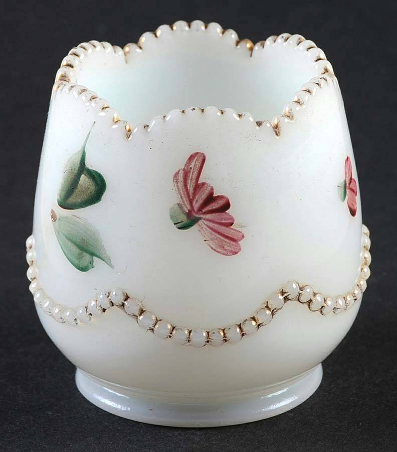 Beaded Swag Opal Toothpick Holder by Heisey-1