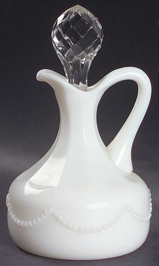 Beaded Swag Opal 6 Oz Cruet & Stopper by Heisey-1