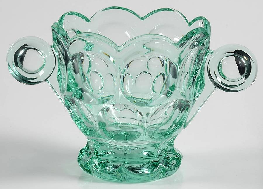 Whirlpool Zircon (Green) Footed Open Sugar by Heisey-1