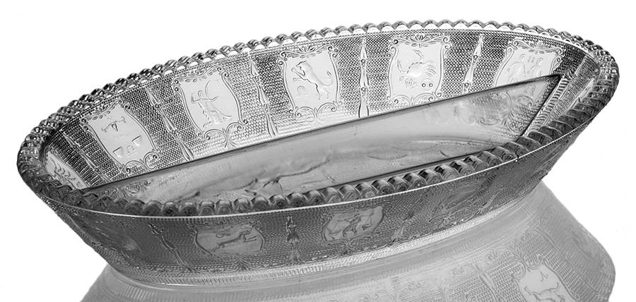 Zodiac Clear (Stem 1590, Astrological) 10" Oval 2 Part Relish by Heisey-1