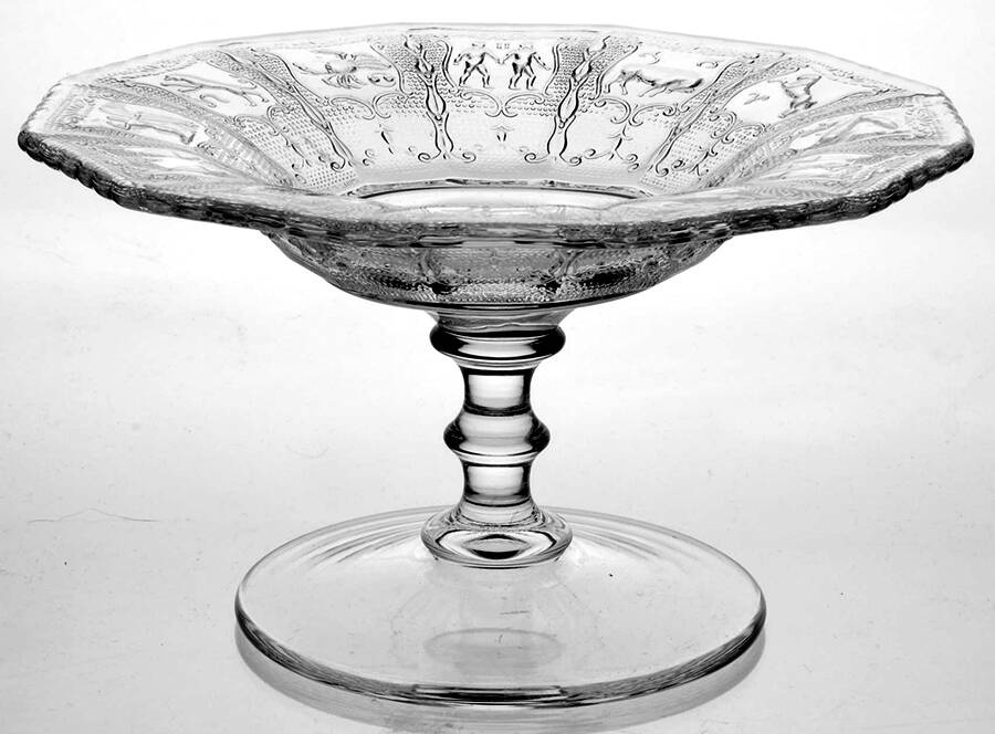 Zodiac Clear (Stem 1590, Astrological) 6" Footed Comport by Heisey-1