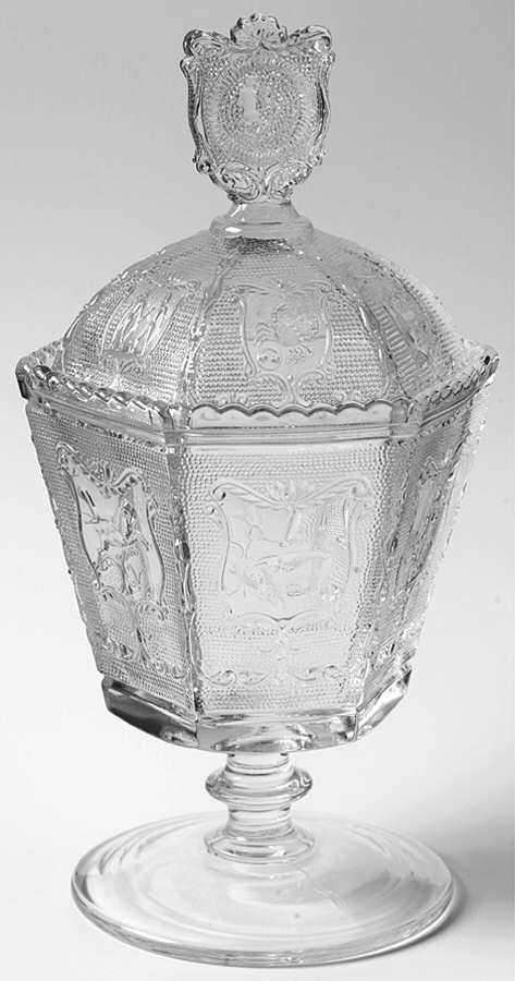 Zodiac Clear (Stem 1590, Astrological) Footed Candy Dish & Lid by Heisey-1