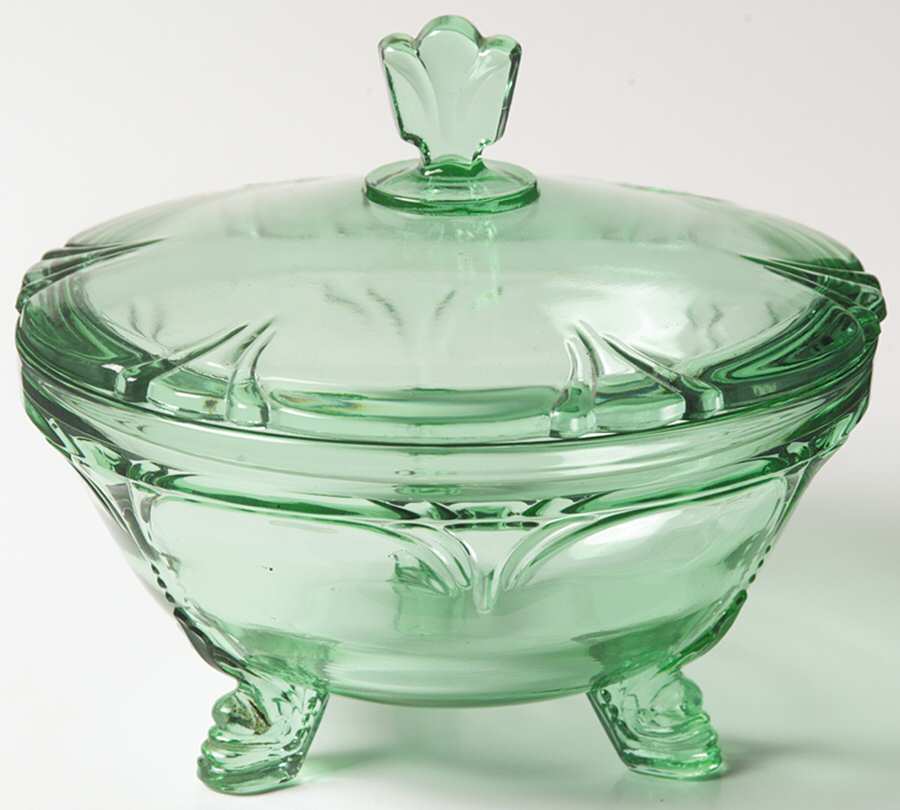 Empress Moongleam (Stem 1401) Candy Box with Lid 3 Toed Dolphin by Heisey-1