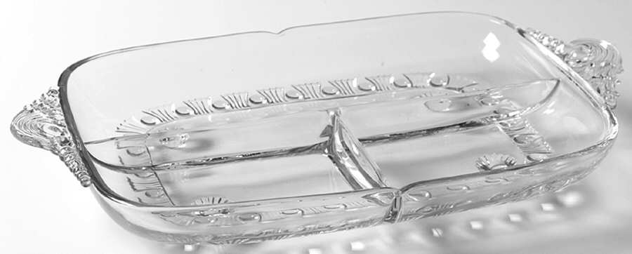 Fern Clear (Line 1495) 12" Oval 3 Part Celery/Relish by Heisey-1