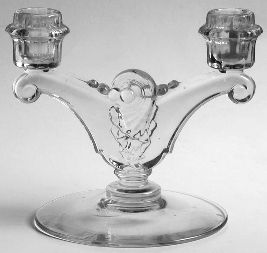 Fern Clear (Line 1495) Double Light Candlestick by Heisey-1