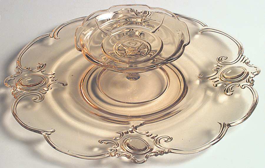 Rococo Sahara Cheese & Cracker Set by Heisey-1