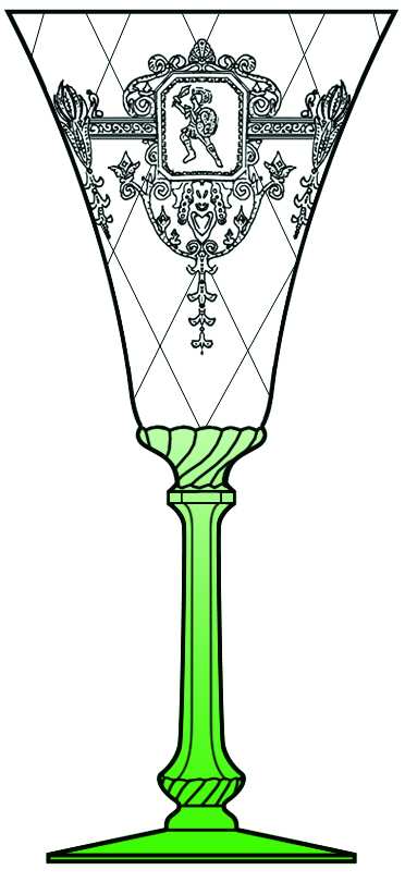 Trojan Moongleam Green Stem (Stem 3368, Etch 445)) Water Goblet by Heisey-1