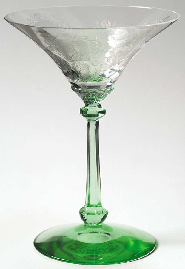 Trojan Moongleam Green Stem (Stem 3368, Etch 445)) Champagne/Tall Sherbet by Heisey-1