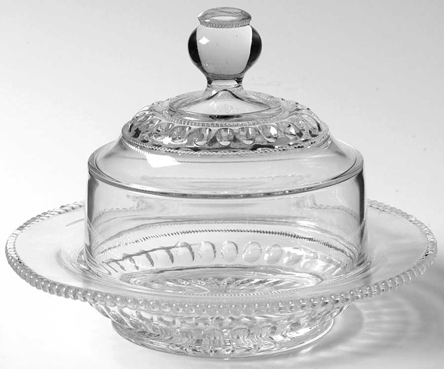 Punty Band Clear Round Covered Butter by Heisey-1
