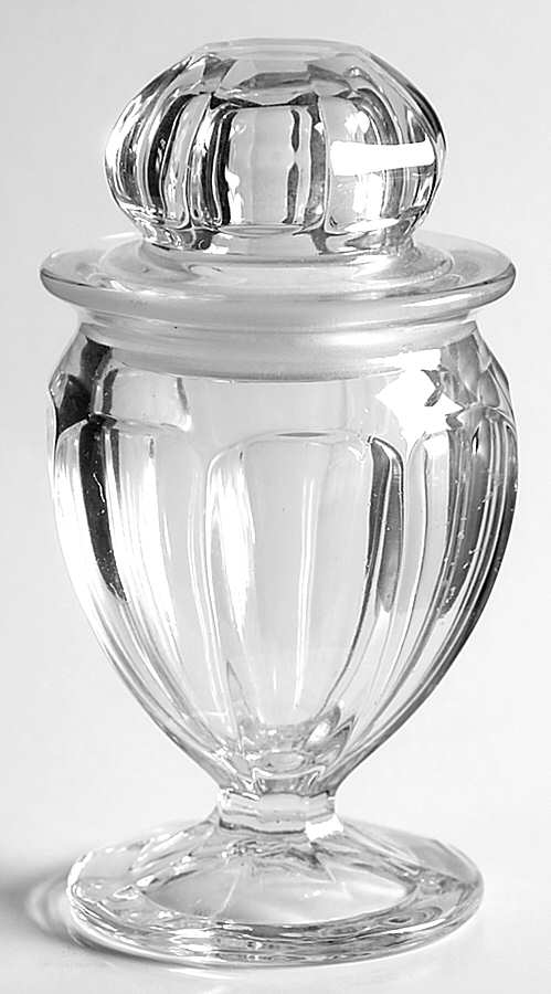 Wide Flat Panel Clear 2 1/2 Oz Footed Lavendar Jar & Lid by Heisey-1