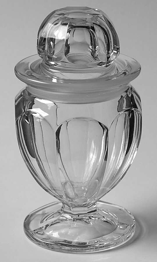 Wide Flat Panel Clear 4 Oz Lavendar Jar & Lid by Heisey-1
