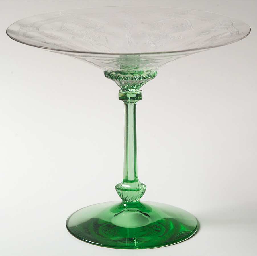 Empress Moongleam 3380 (Etch 447) Round Compote (Height X Width) by Heisey-1