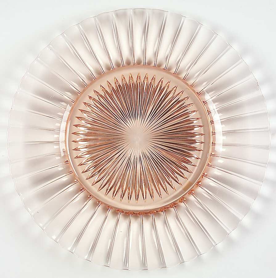 Ridge and Star Pink 11" Sandwich Plate by Heisey-1