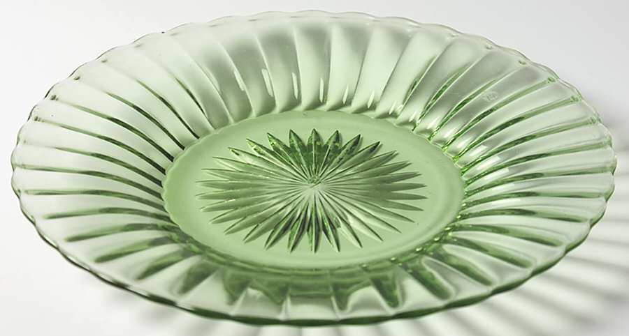 Ridge and Star Green 7" Salad Plate by Heisey-1