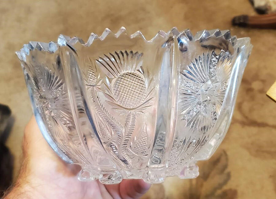 Panelled Thistle 7" Footed Round Bowl by Higbee-1