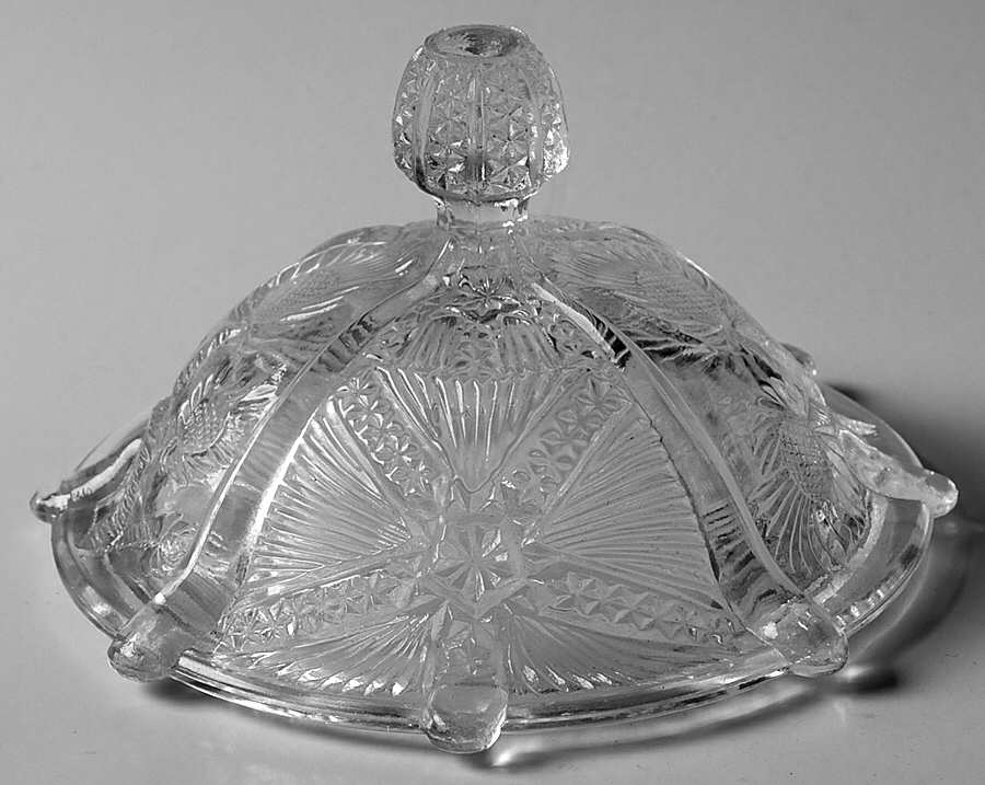 Panelled Thistle Lid for Round Butter by Higbee-1