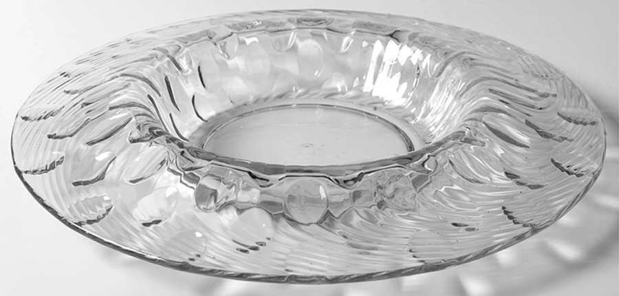 Swirl and Raindrop Clear 12" Rolled Edge Bowl by Heisey-1