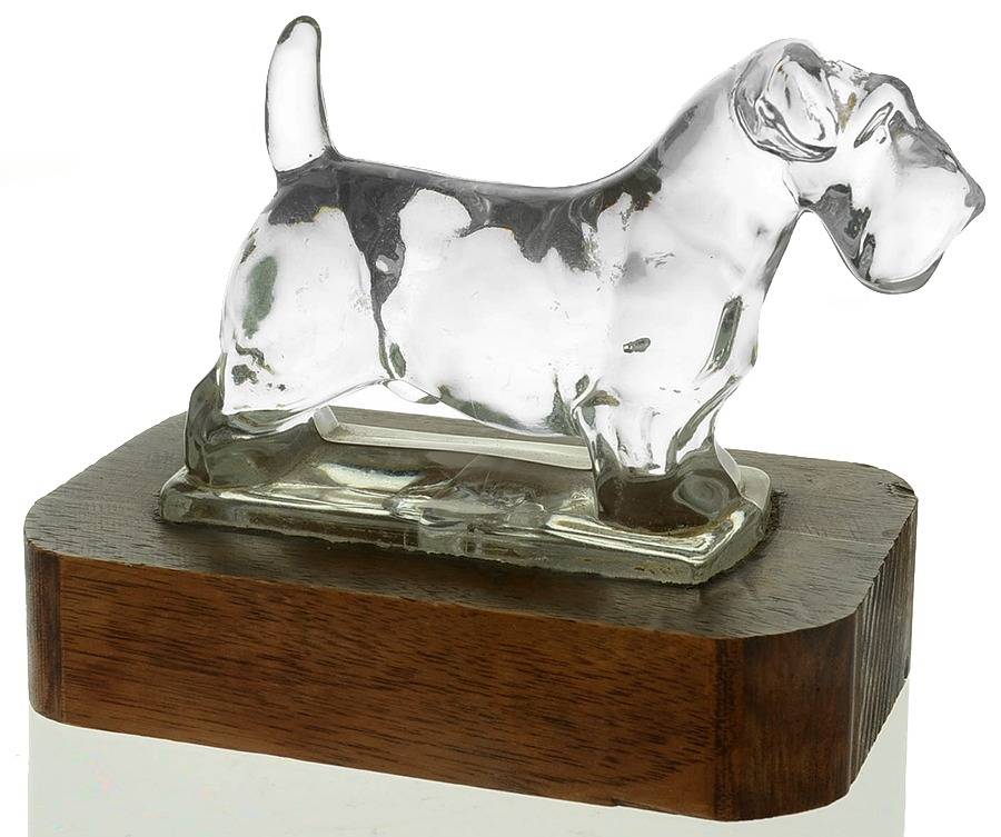 Heisey Animals and Figurines Dog-Scottie (Sealyham Terrier) W/Wood Base by Heisey-1
