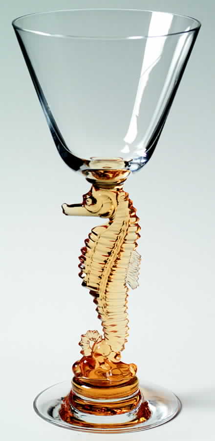 Heisey Animals and Figurines Sea Horse Cocktail (Medium Amber) by Heisey-1